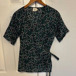 Mata Traders Black and Green Floral Blouse